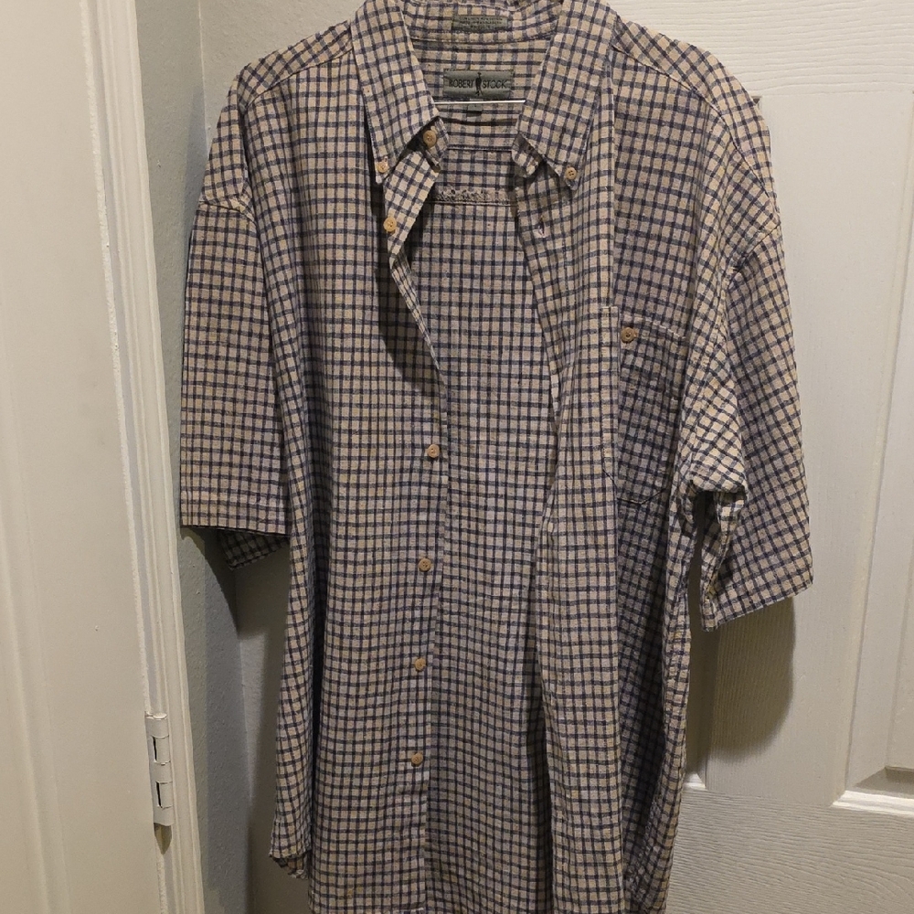 Robert Stock Black and Tan Checkered Shirt